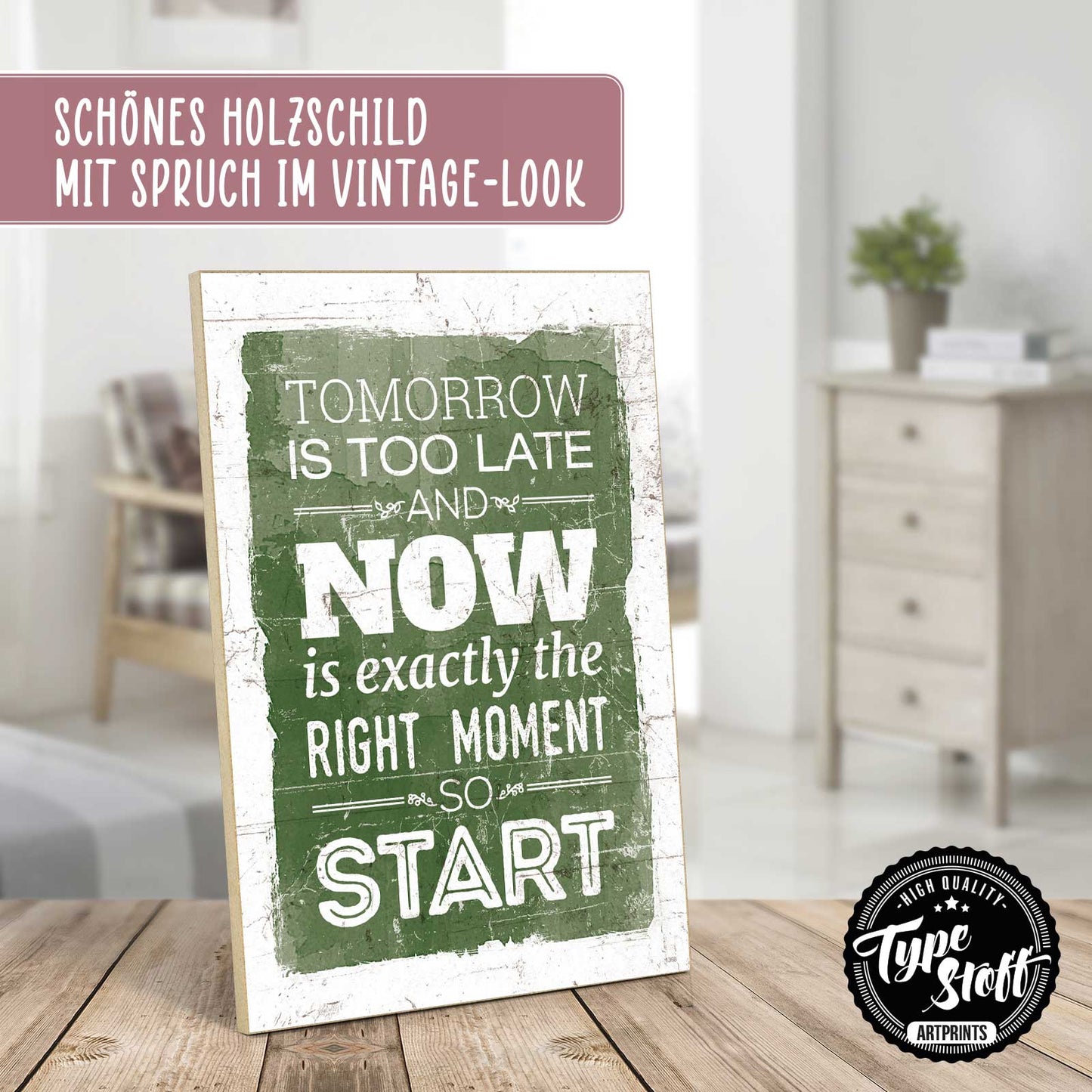 Holzschild mit Spruch - Hygge - NOW – HS-GH-01368