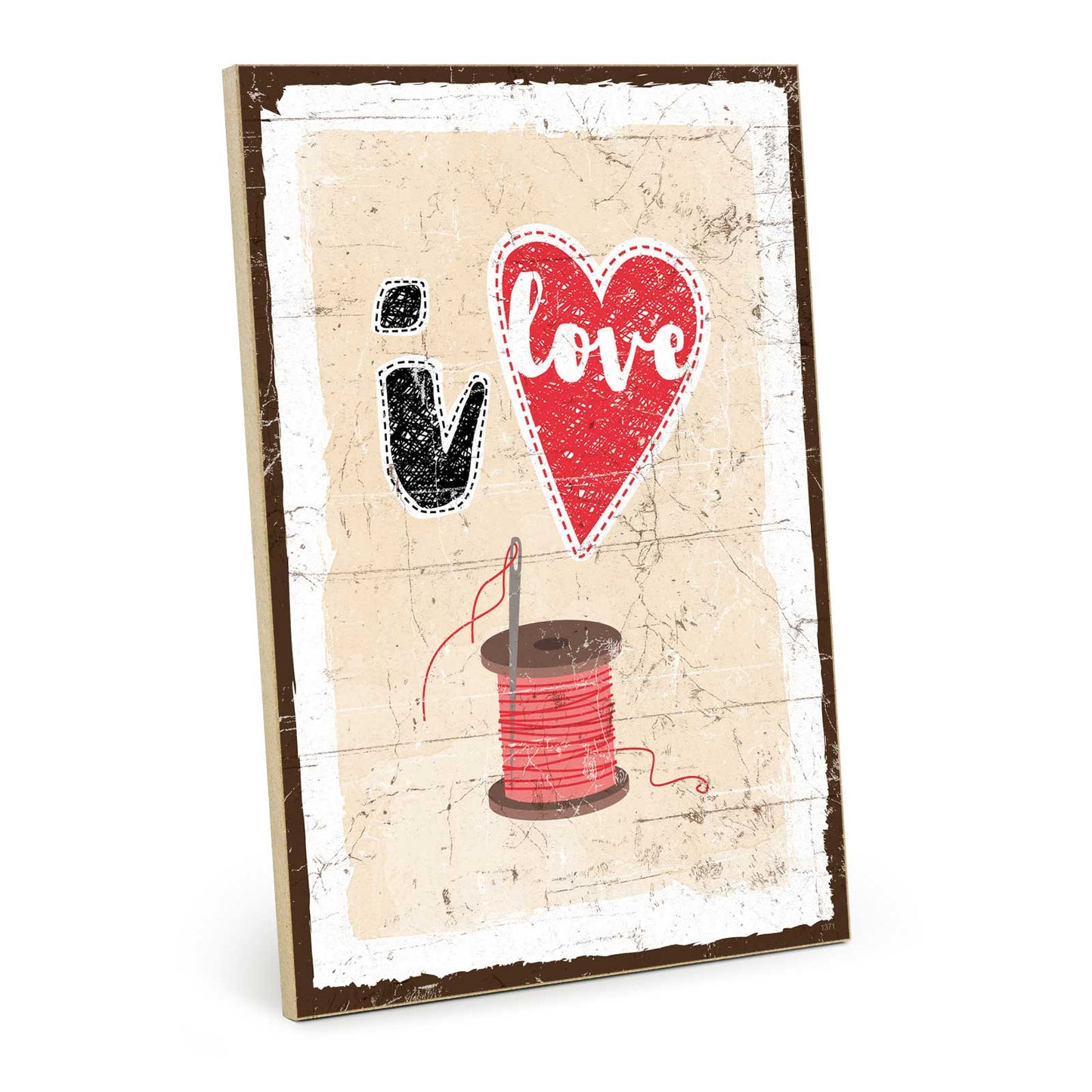 Holzschild mit Spruch - i love nähen – HS-GH-01371