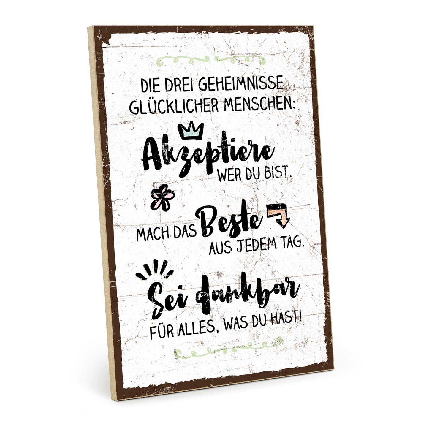 Holzschild mit Spruch - Hygge - Drei Geheimnisse – HS-GH-01378