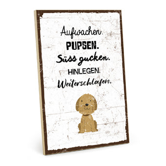 Holzschild mit Spruch - Aufwachen PUPSEN - HS-GH-01390