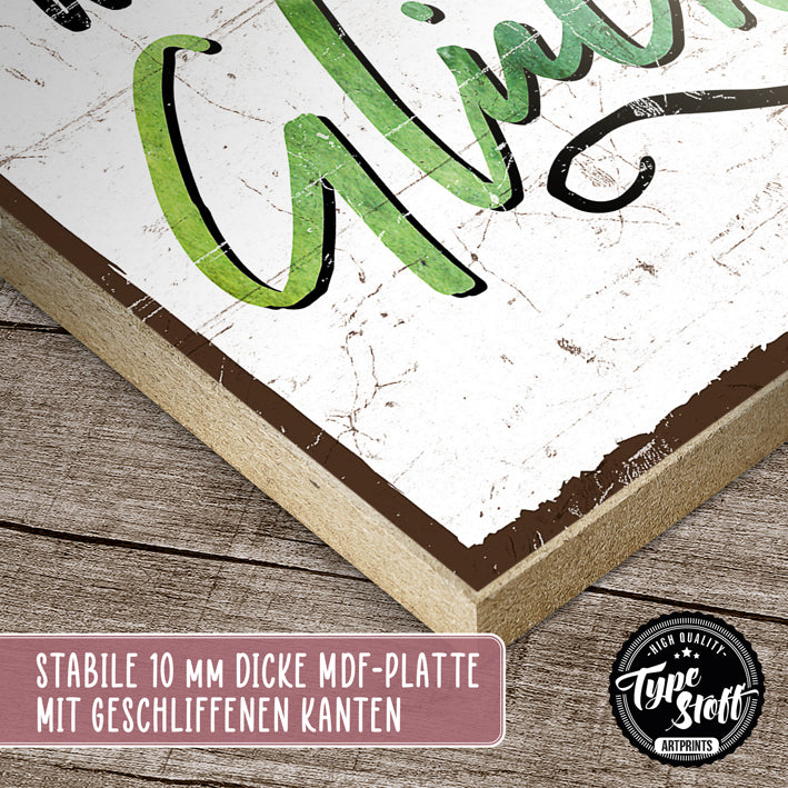 Holzschild mit Spruch - Hier wohnt das Glück - HS-GH-01398