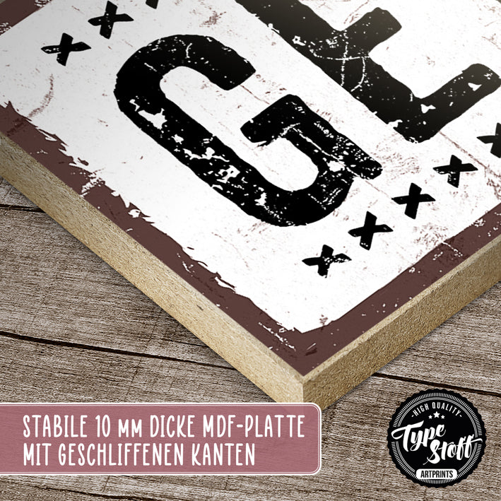Holzschild mit Spruch - Get naked – HS-KQ-01417