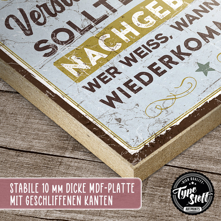 Holzschild mit Spruch - Versuchungen – HS-QN-01429