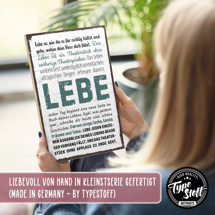 Holzschild mit Spruch - Lebe - HS-GH-01440