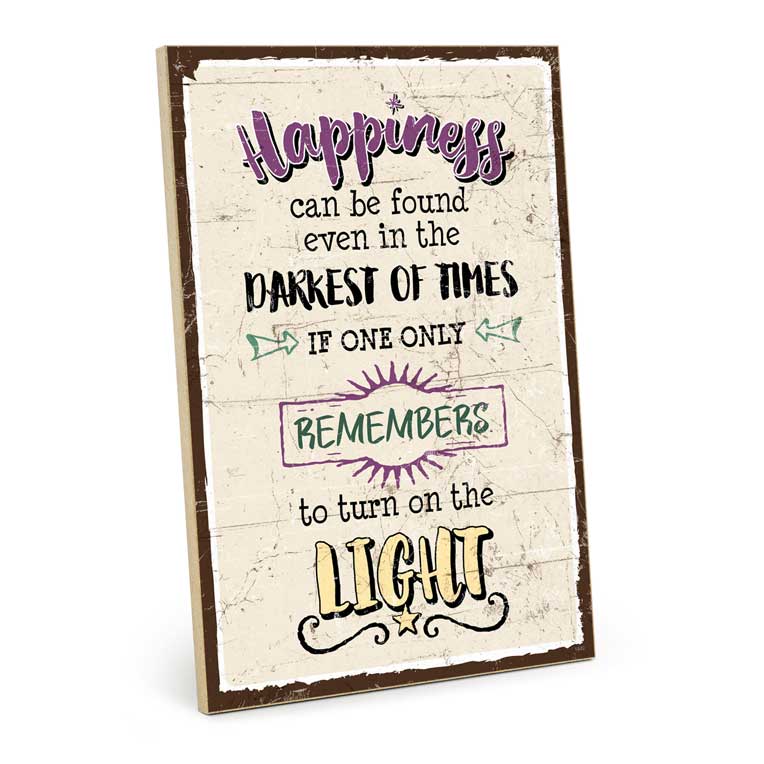 Holzschild mit Spruch - Happiness - HS-GH-01449