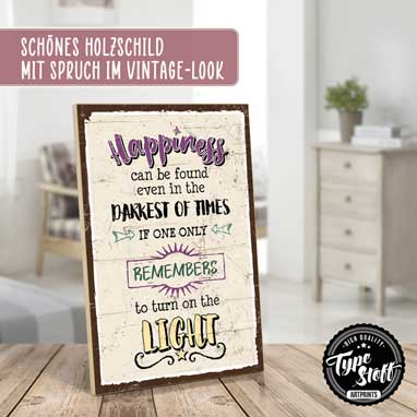 Holzschild mit Spruch - Happiness - HS-GH-01449