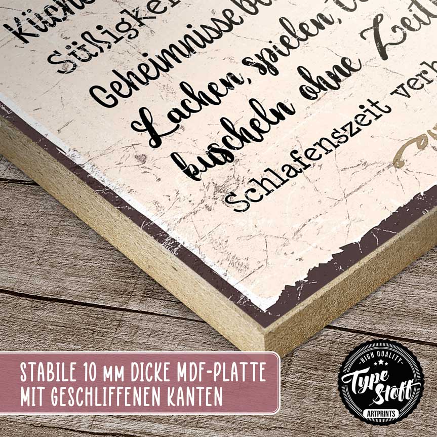 Holzschild mit Spruch - Hausordnung Oma & Opa - HS-GH-01453