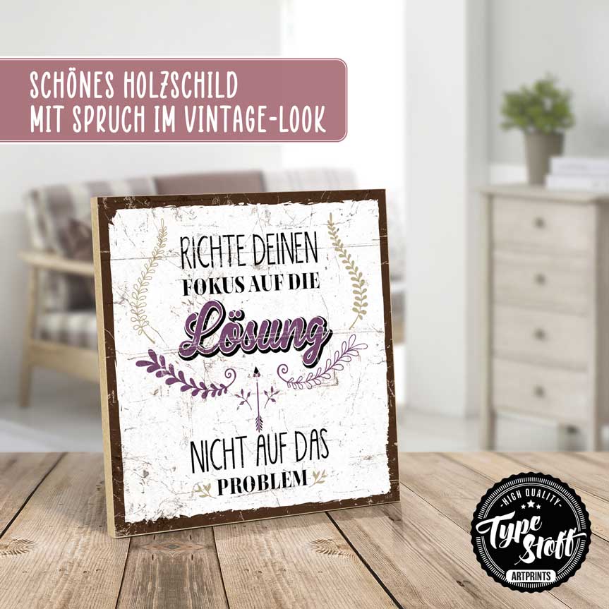 Holzschild mit Spruch - Richte deinen Fokus – HS-QN-01458