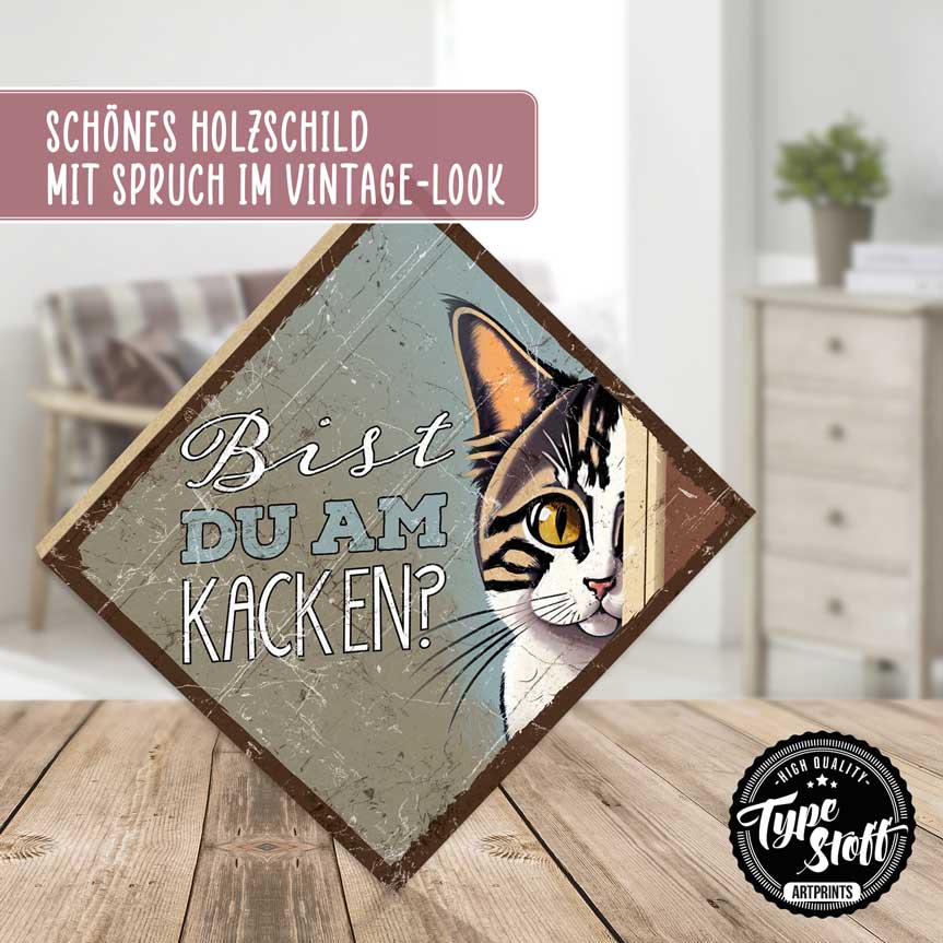 Holzschild mit Spruch - Bist du am Kacken? – HS-QN-01461