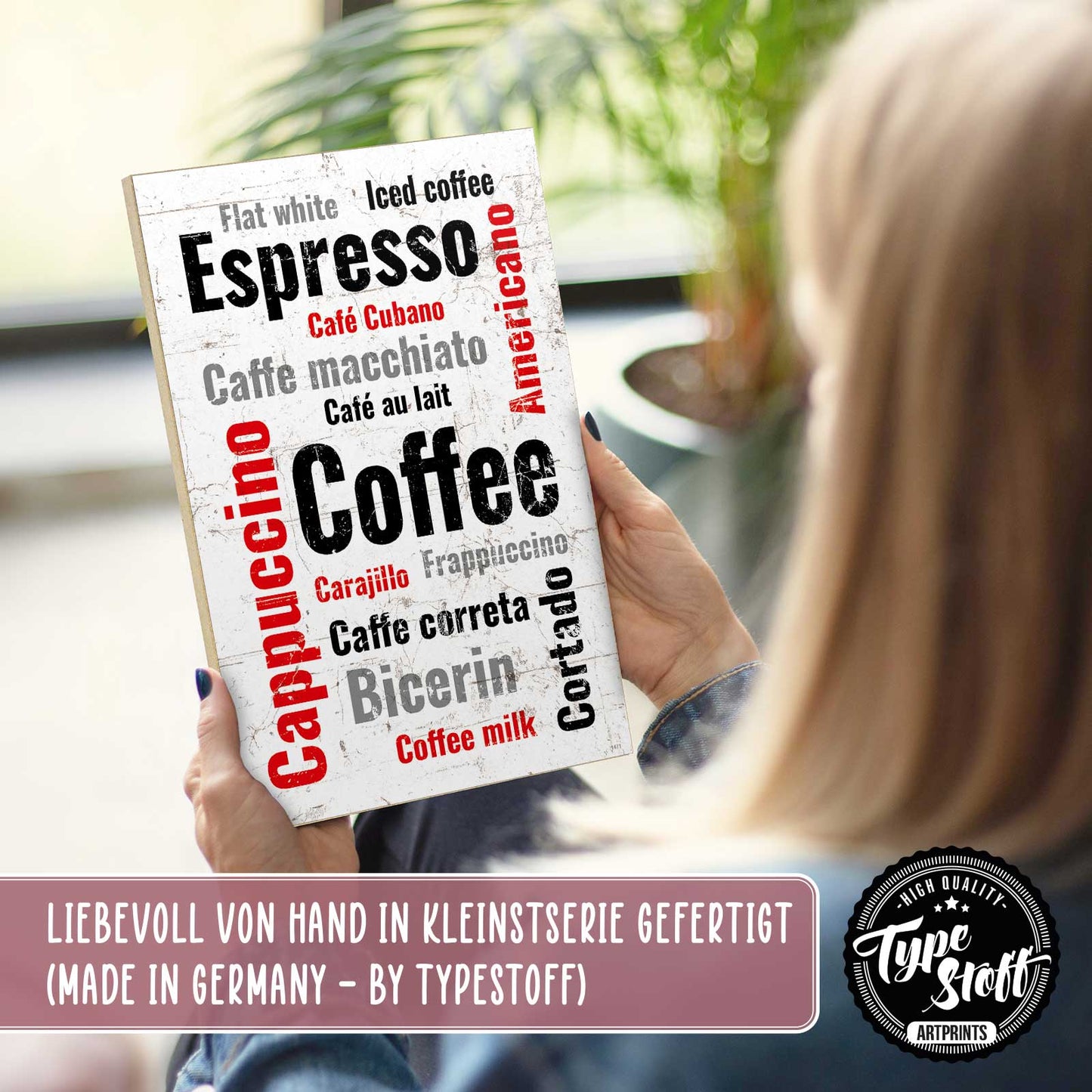 Holzschild mit Spruch - Kaffee - Espresso – HS-GH-01471