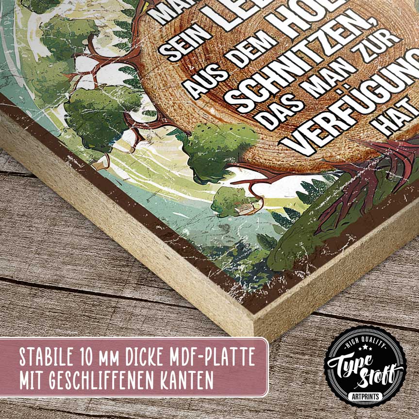 Holzschild mit Spruch - Man muss sein Leben – HS-QN-01481
