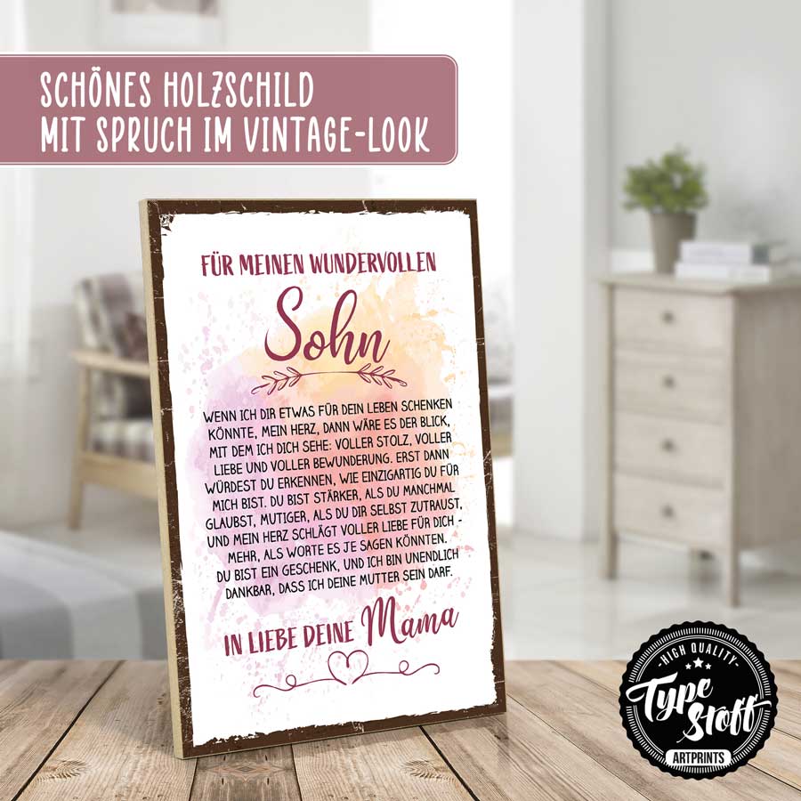 Holzschild mit Spruch - Für meinen Sohn – HS-QN-01536