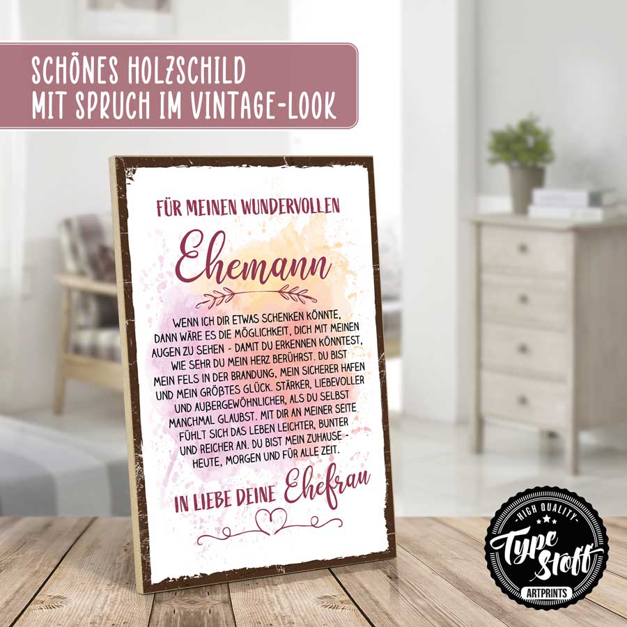 Holzschild mit Spruch - Für meinen Ehemann – HS-QN-01538