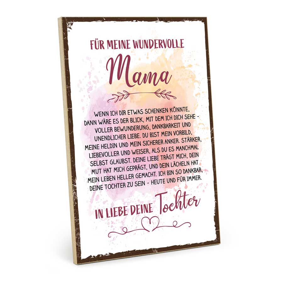 Holzschild mit Spruch - Für meine wundervolle Mama – GH-01539