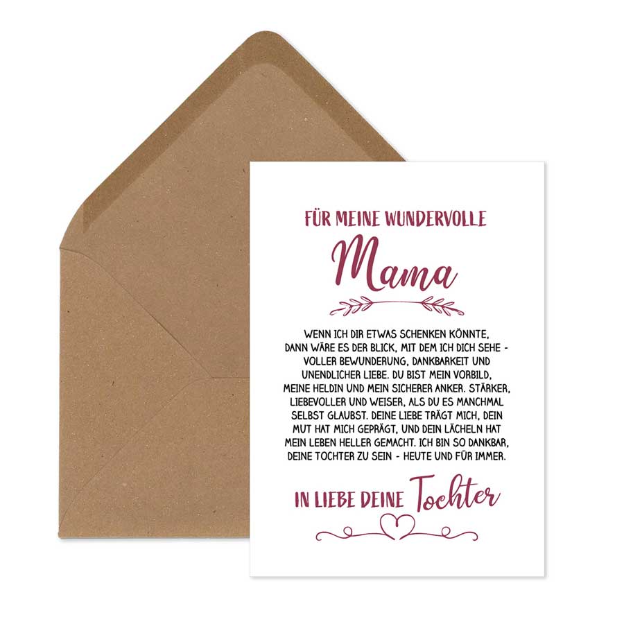 Einzelpostkarte - Für meine wundervolle Mama - KP-01540