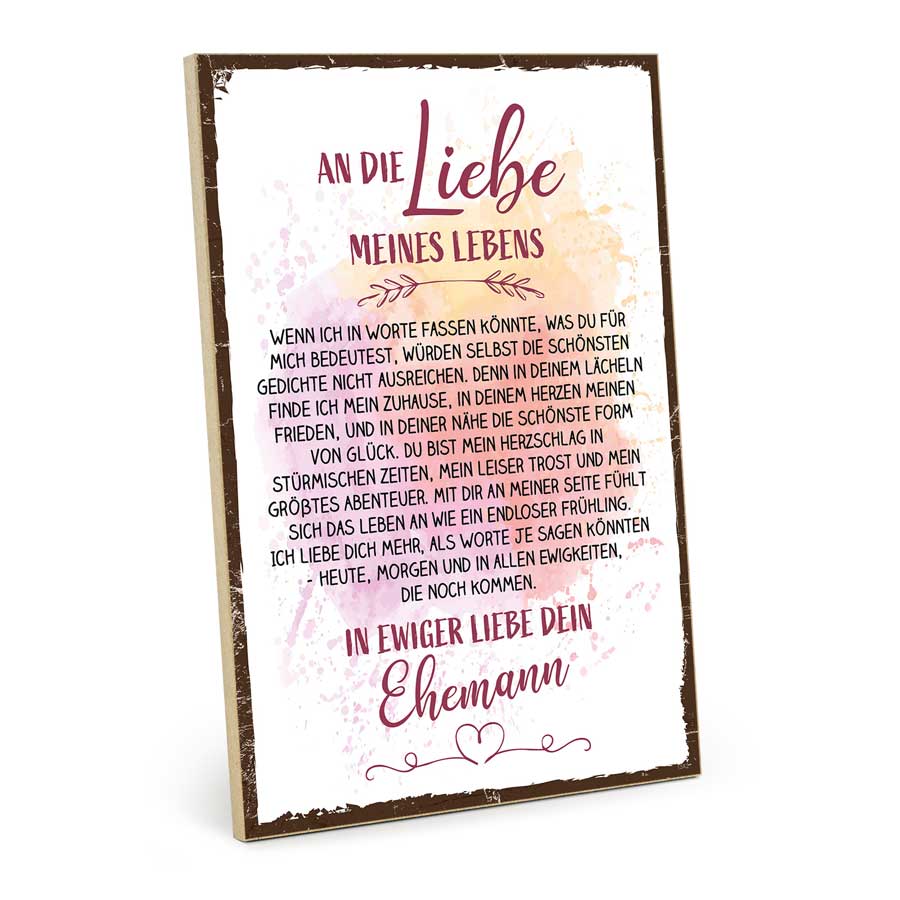 Holzschild mit Spruch - Liebe meines Lebens – GH-01542