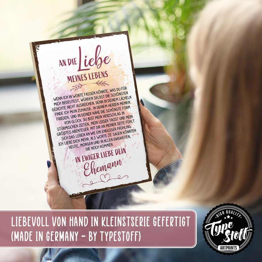 Holzschild mit Spruch - Liebe meines Lebens – GH-01542