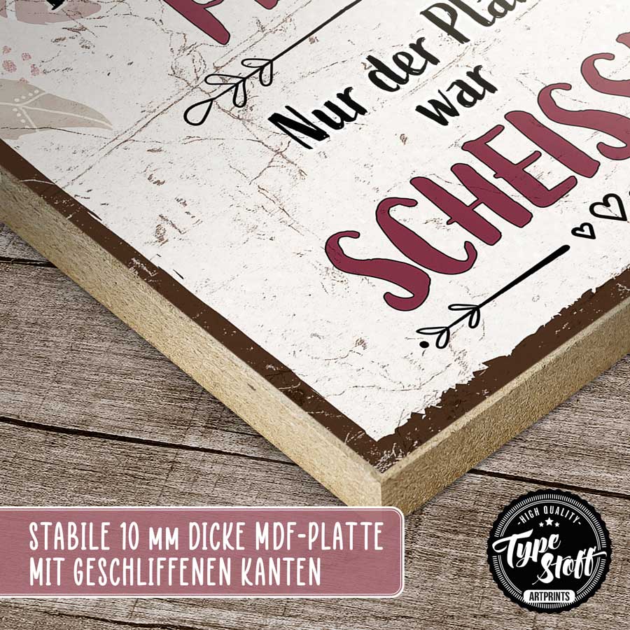 Holzschild mit Spruch - Es lief alles nach Plan – HS-QN-01544