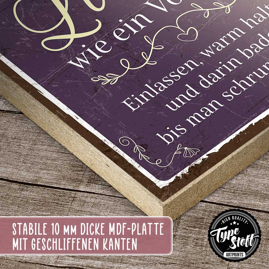 Holzschild mit Spruch - Liebe ist wie ein Vollbad – HS-QN-01547