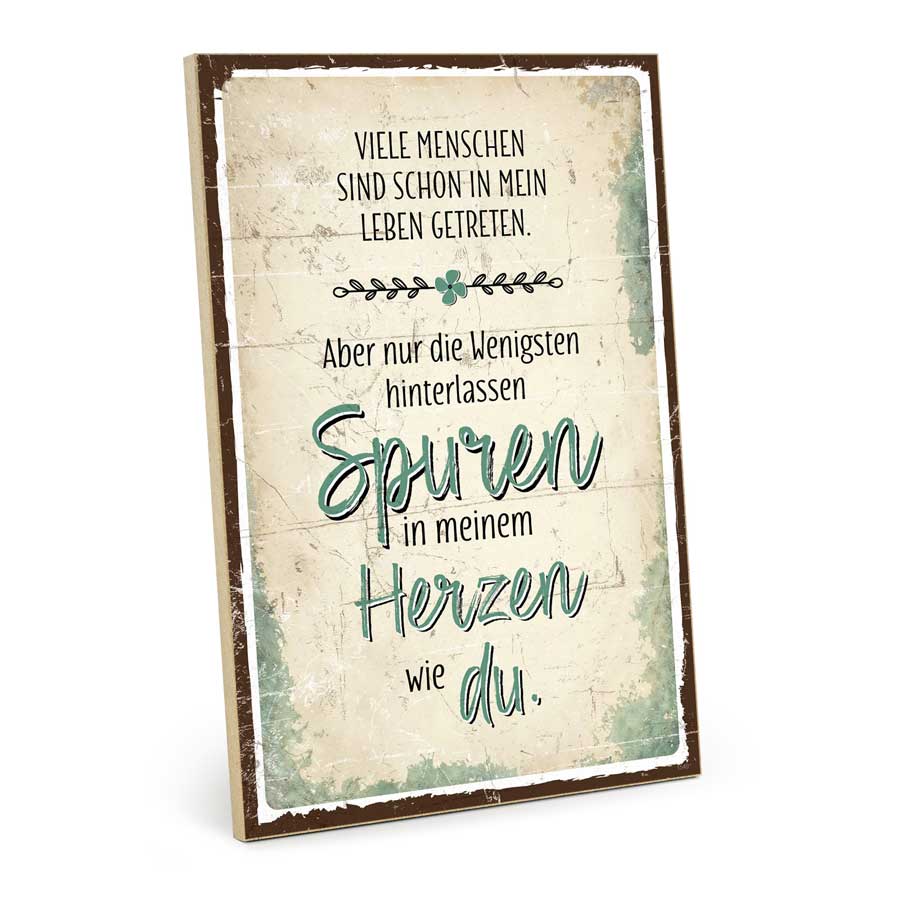 Holzschild mit Spruch - Spuren im Herzen – GH-HS-01549