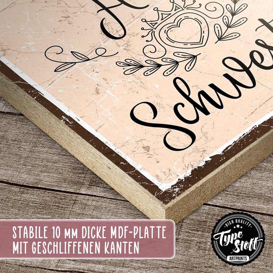 Holzschild mit Spruch - Du bist meine Herz-Schwester – HS-QN-01550