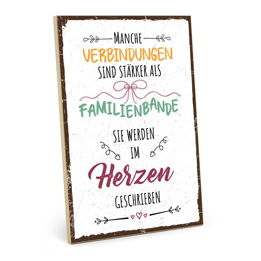 Holzschild mit Spruch - Familienbande – GH-HS-01551