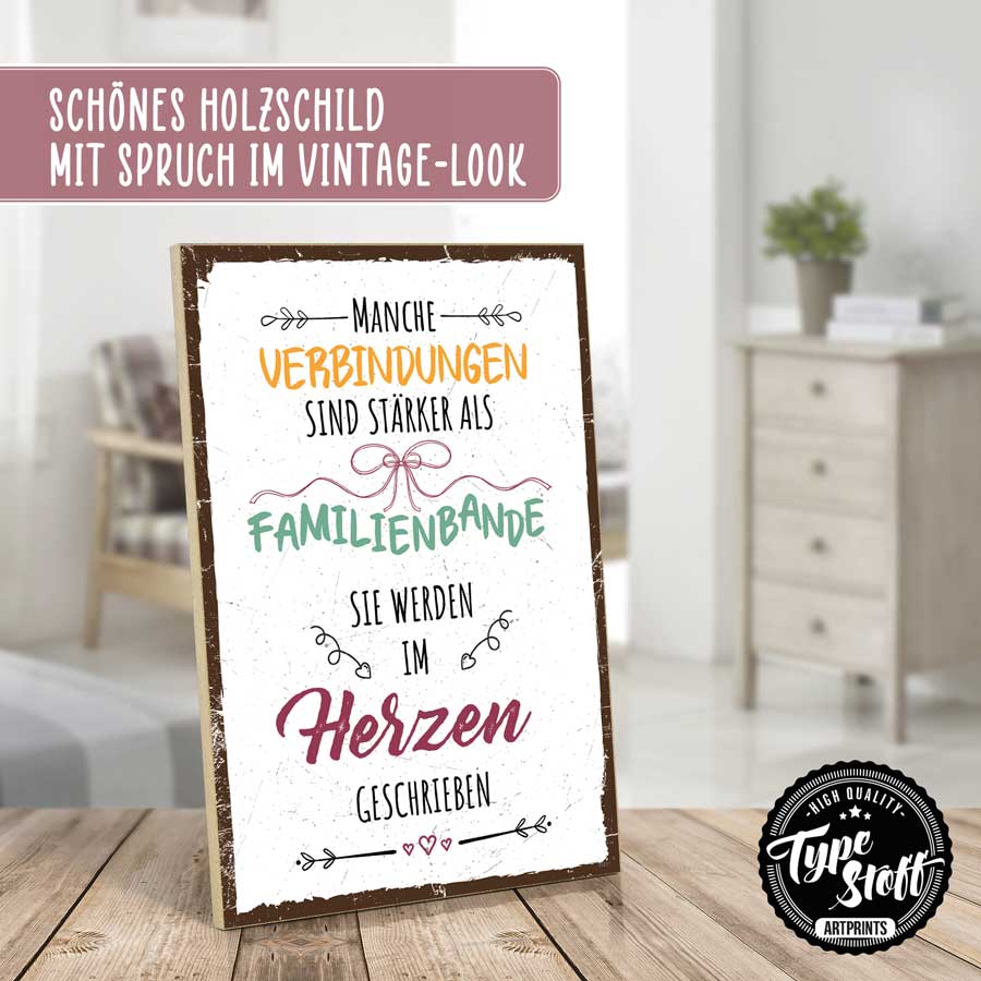 Holzschild mit Spruch - Familienbande – GH-HS-01551