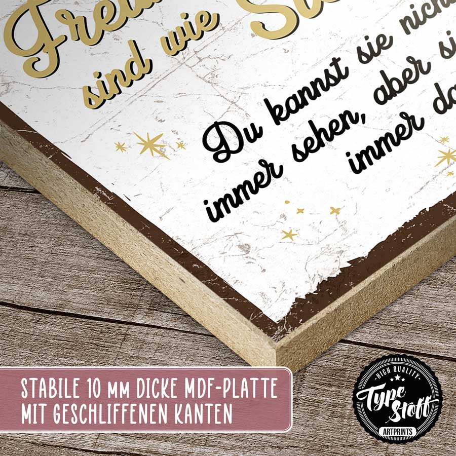 Holzschild mit Spruch - Freundinnen sind wie Sterne – HS-QN-01554