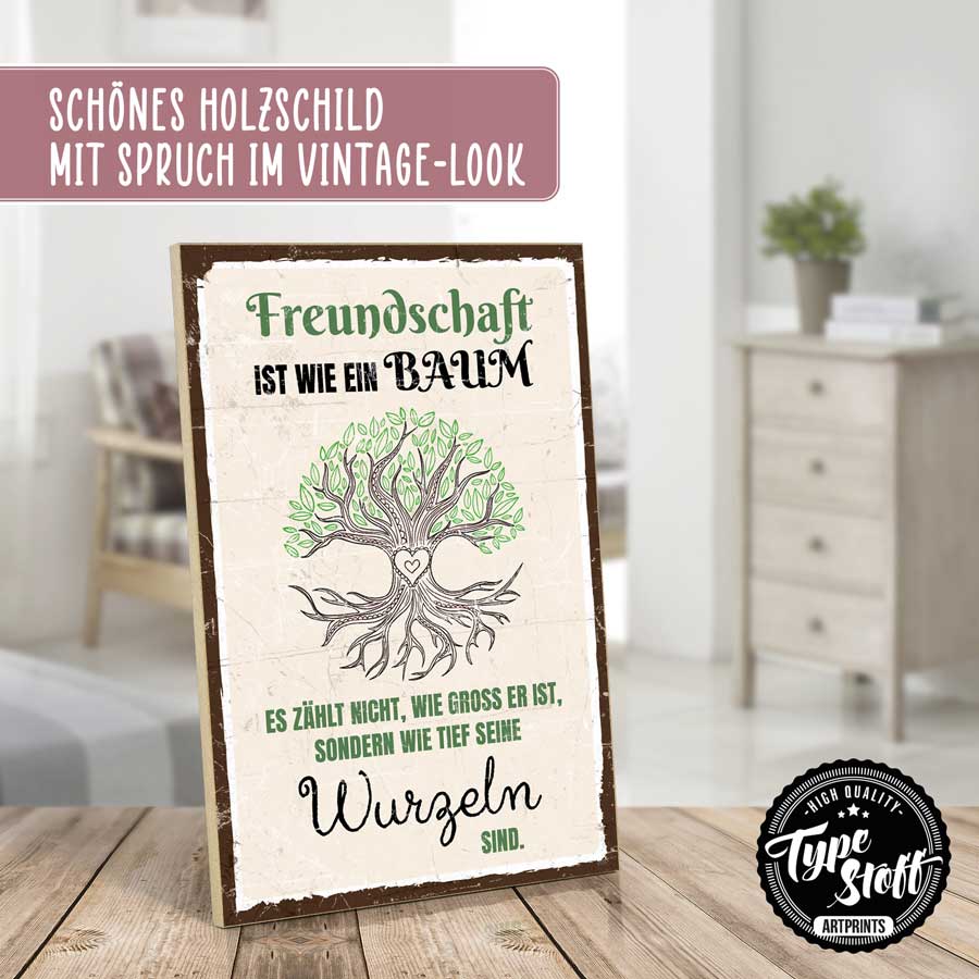 Holzschild mit Spruch - Freundschaft ist – GH-HS-01555