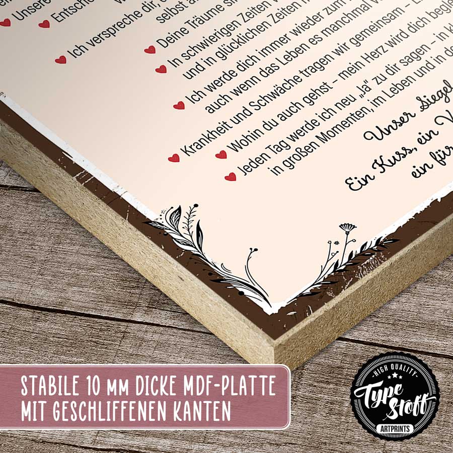 Holzschild mit Spruch - Der Herzgesetz unserer Ehe – GH-01558