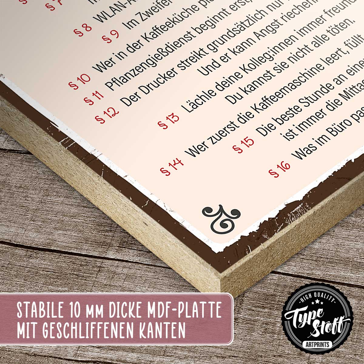 Holzschild mit Spruch - BÜRO-Gesetze – GH-01559