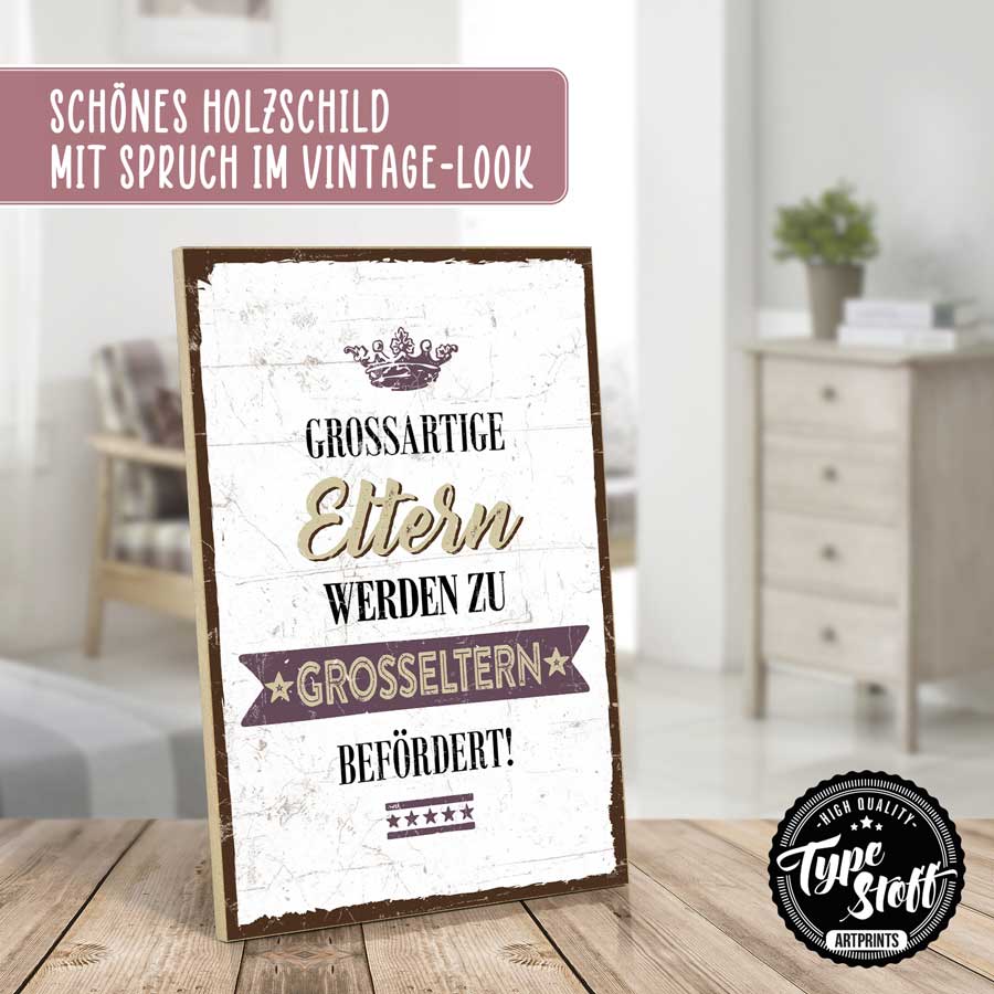 Holzschild mit Spruch - Großartige Eltern – GH-01560