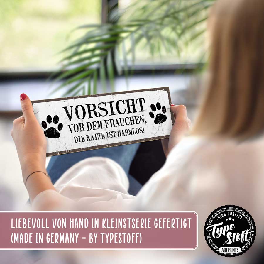 Holzschild mit Spruch - Vorsicht vor dem Frauchen – HS-KQ-01561