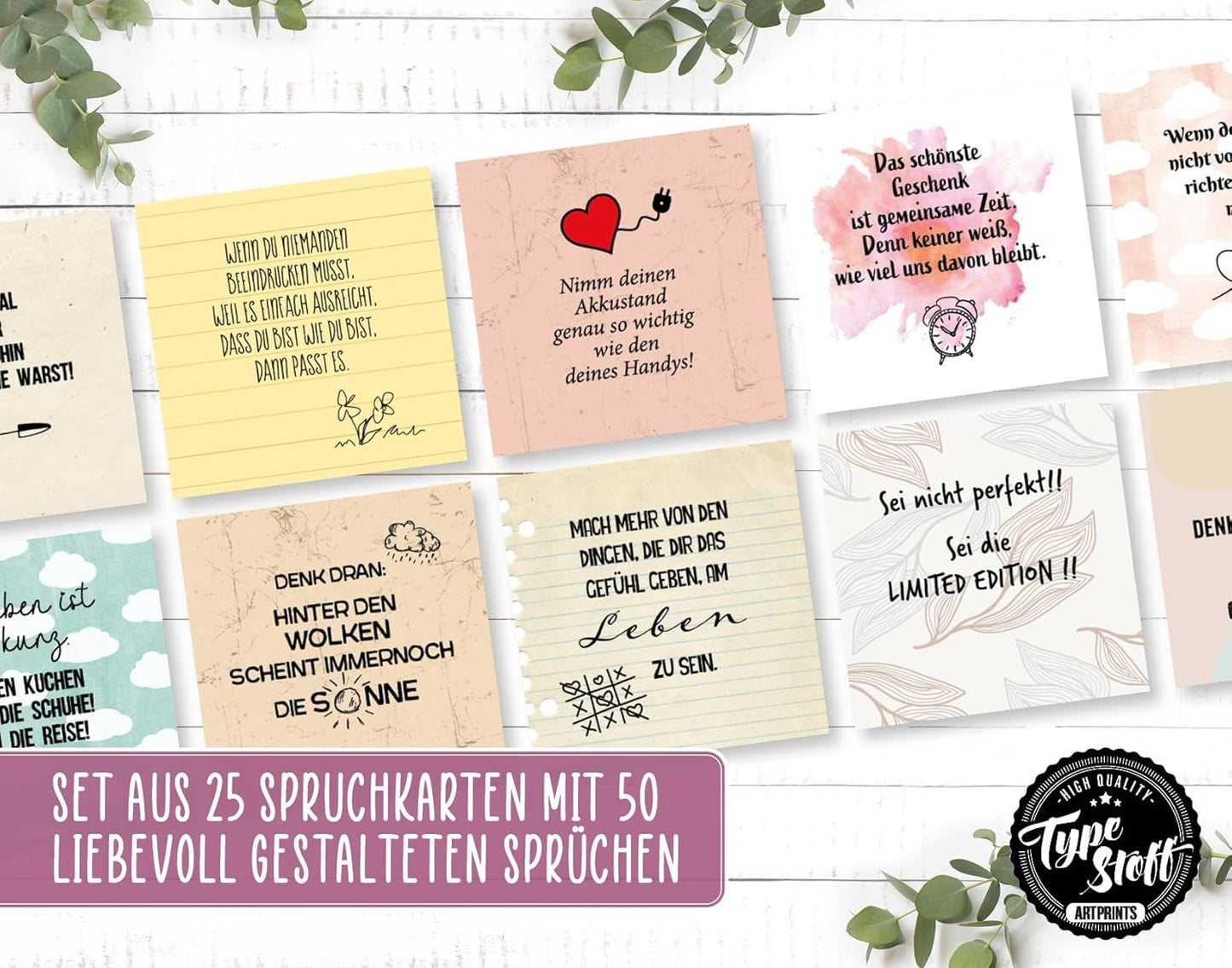 25 Hyggekarten Set 1 mit 50 Sprüchen für jeden Tag - HK-01484
