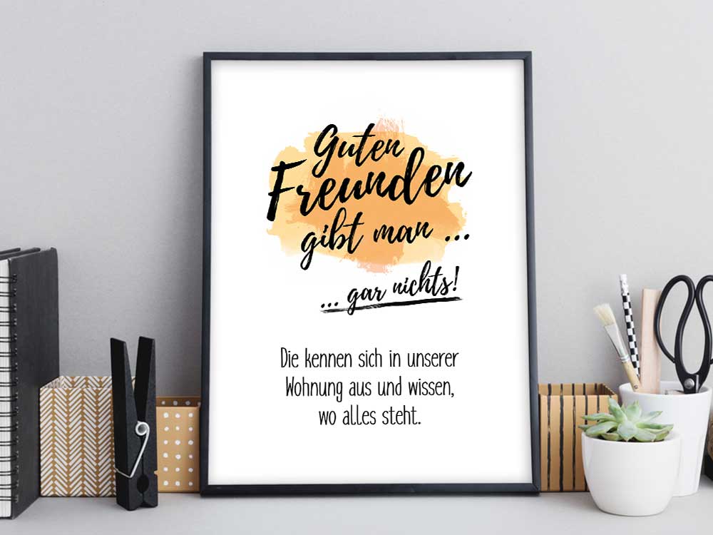 Kunstdruck mit Spruch - Freunde kennen sich aus - KD-00102-M