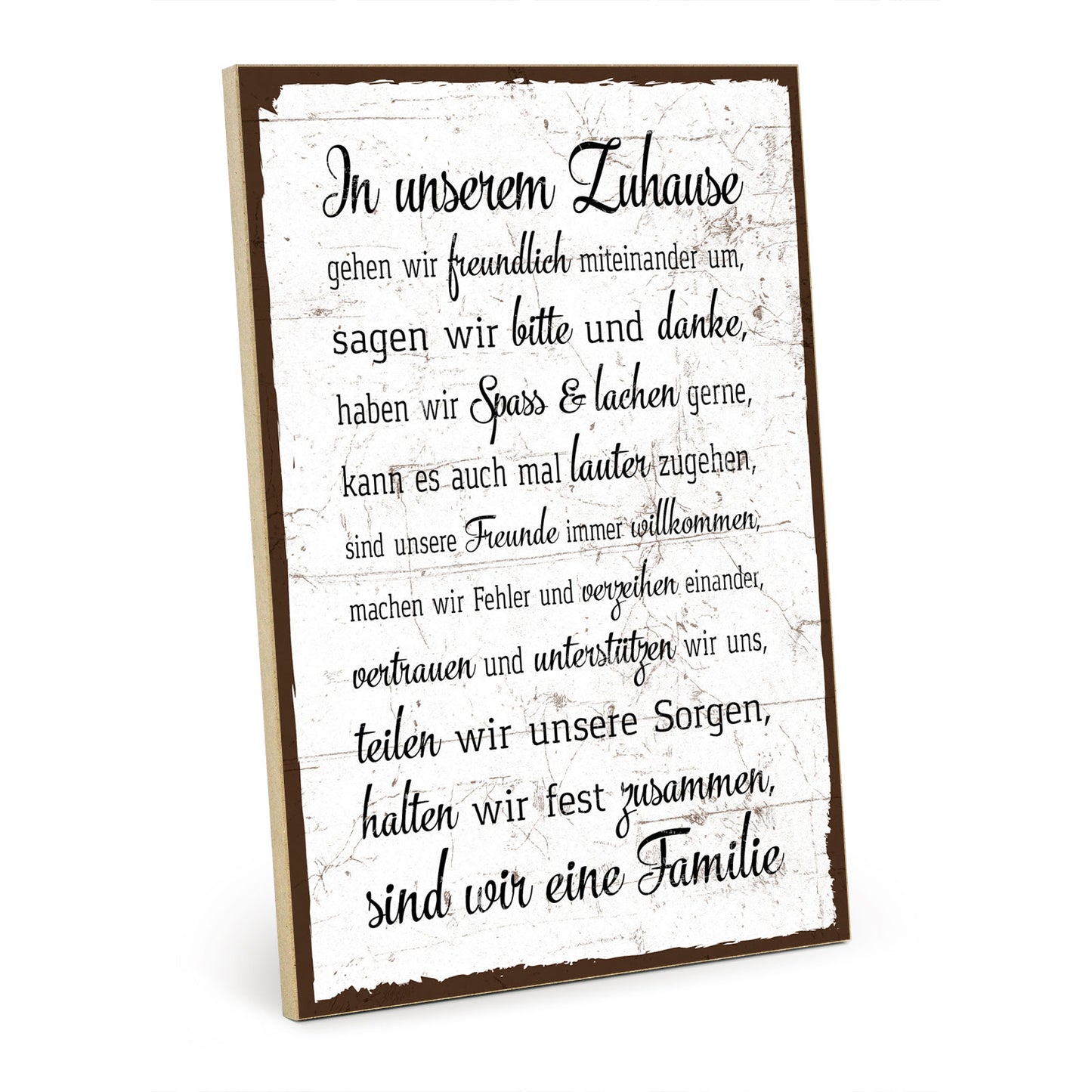 Holzschild mit Spruch - Zuhause Familie Geborgenheit – HS-GH-00058
