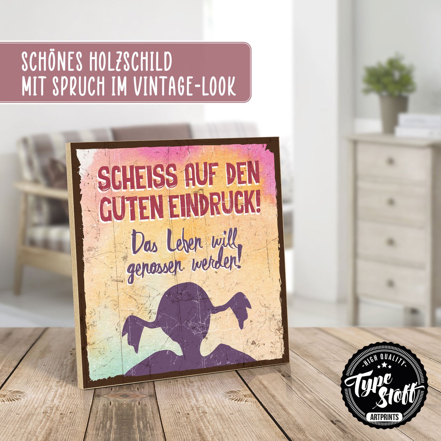 Holzschild mit Spruch - Hygge - Das Leben genießen – HS-QN-00078