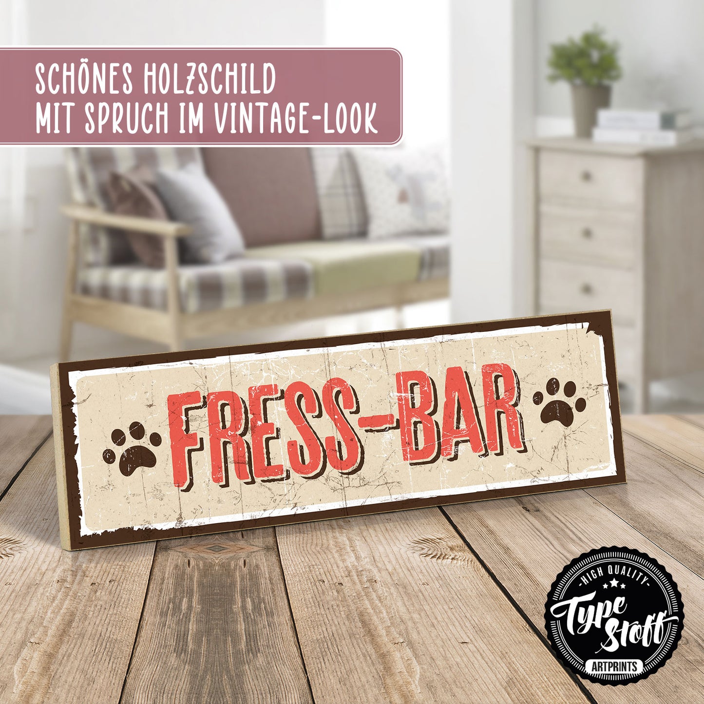 Holzschild mit Spruch - Fressbar – HS-KQ-00103