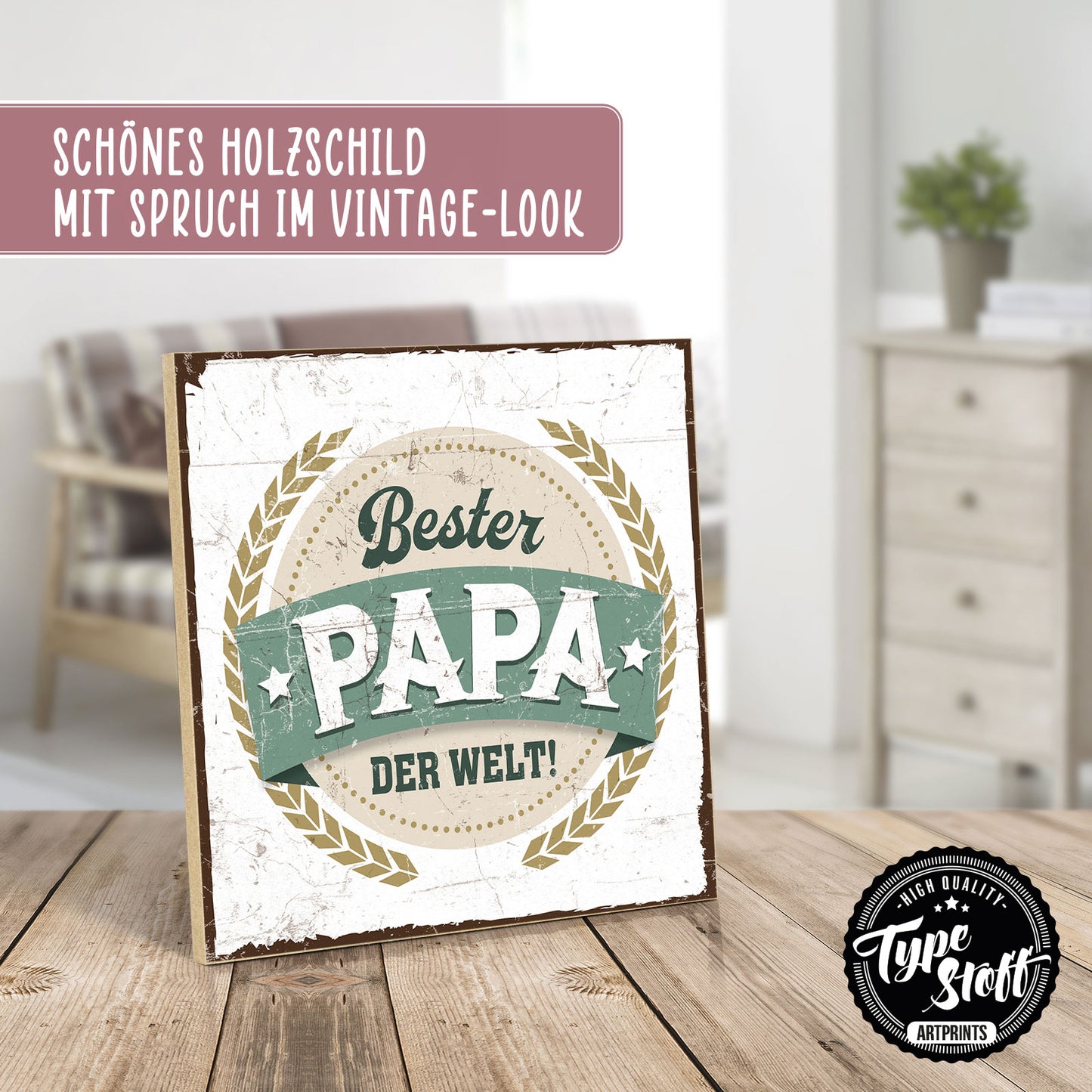Holzschild mit Spruch - Bester Papa der Welt - HS-QN-00202