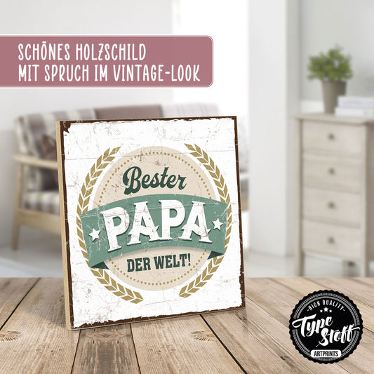 Holzschild mit Spruch - Bester Papa der Welt - HS-QN-00202