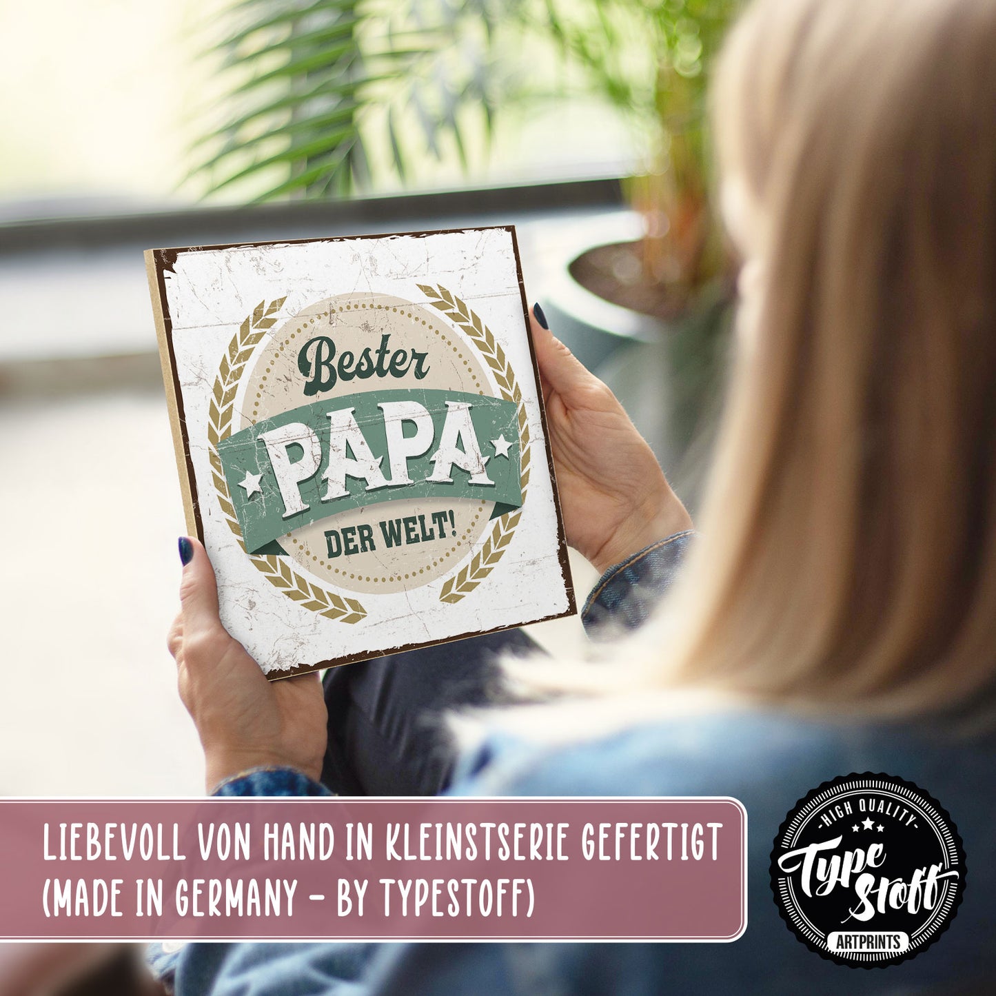 Holzschild mit Spruch - Bester Papa der Welt - HS-QN-00202