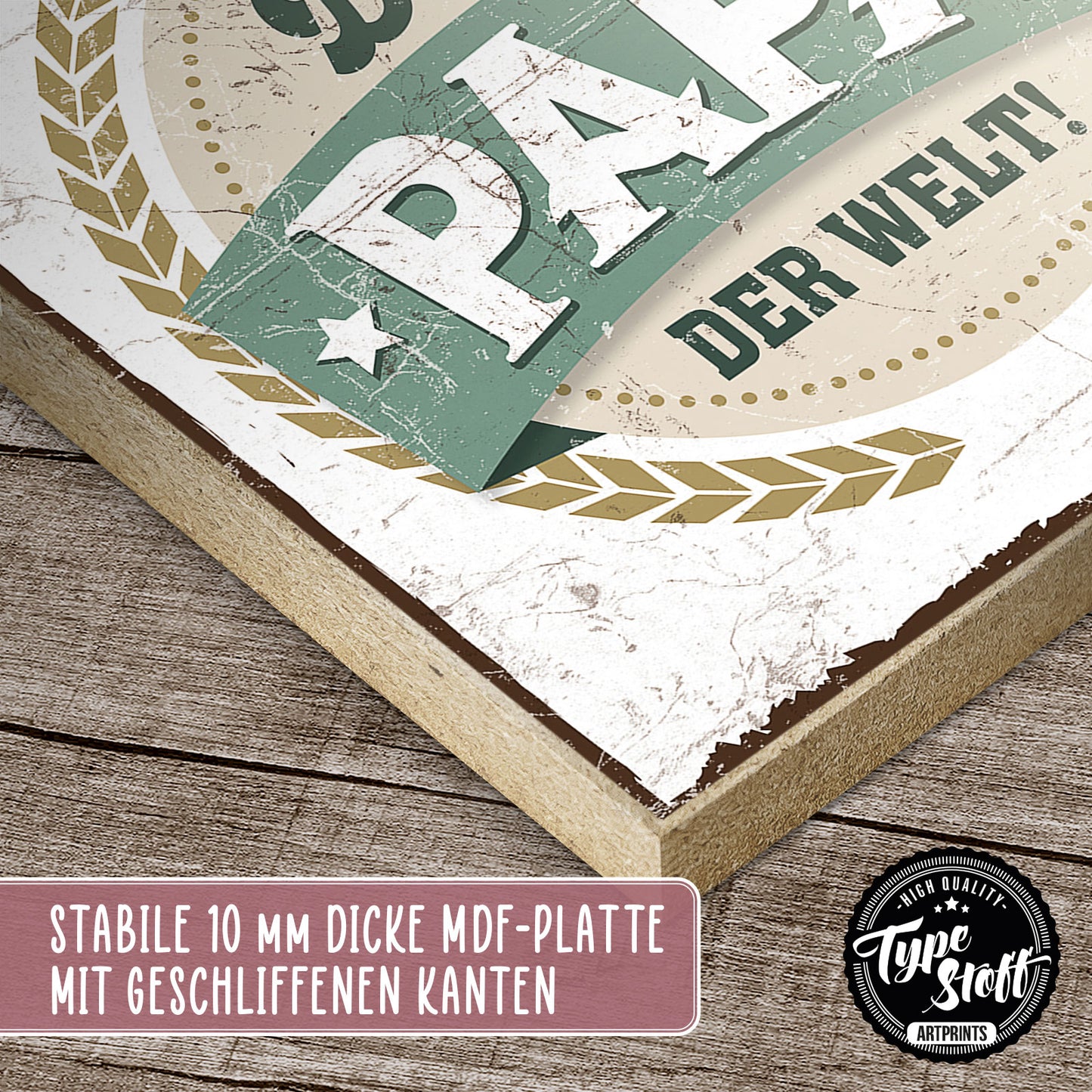 Holzschild mit Spruch - Bester Papa der Welt - HS-QN-00202