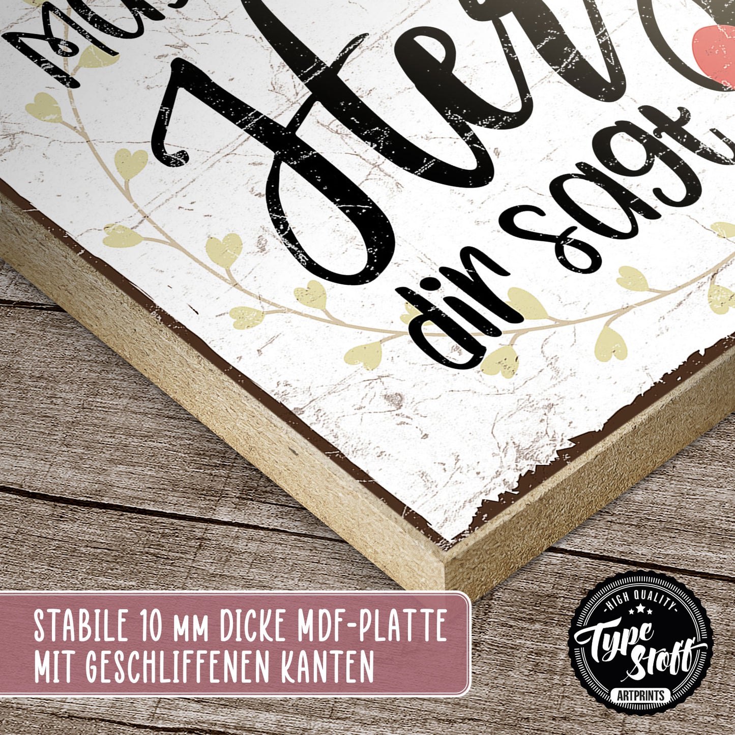 Holzschild mit Spruch - Hygge - Was dein Herz dir sagt - HS-QN-00240