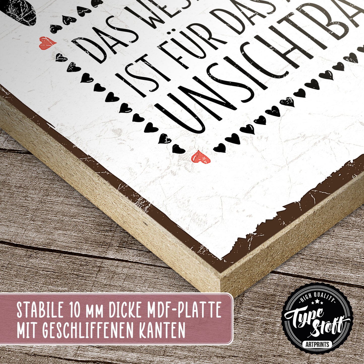 Holzschild mit Spruch - Man siegt nur mit dem Herzen gut - HS-GH-00255
