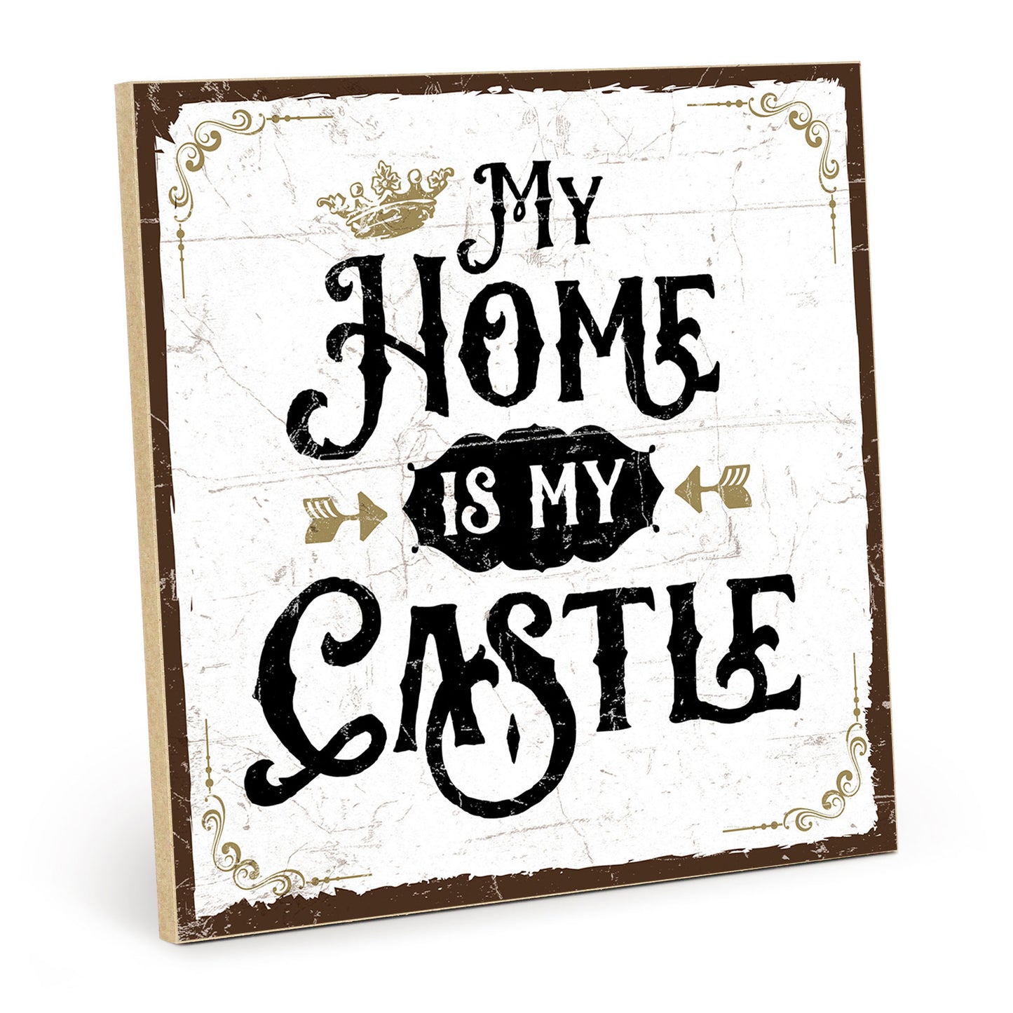 Holzschild mit Spruch - Zuhause - My home is my castle - HS-QN-00310