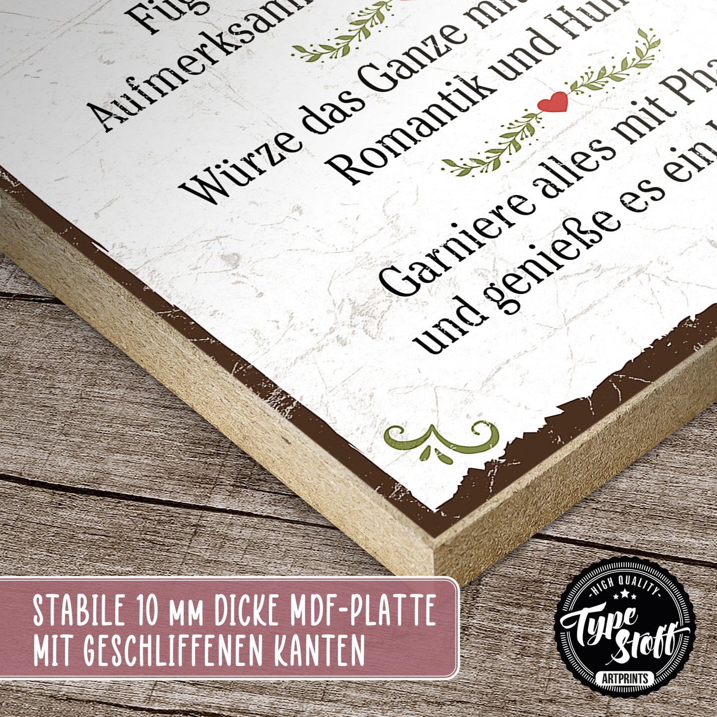 Holzschild mit Spruch - Liebesrezept - HS-GH-00314