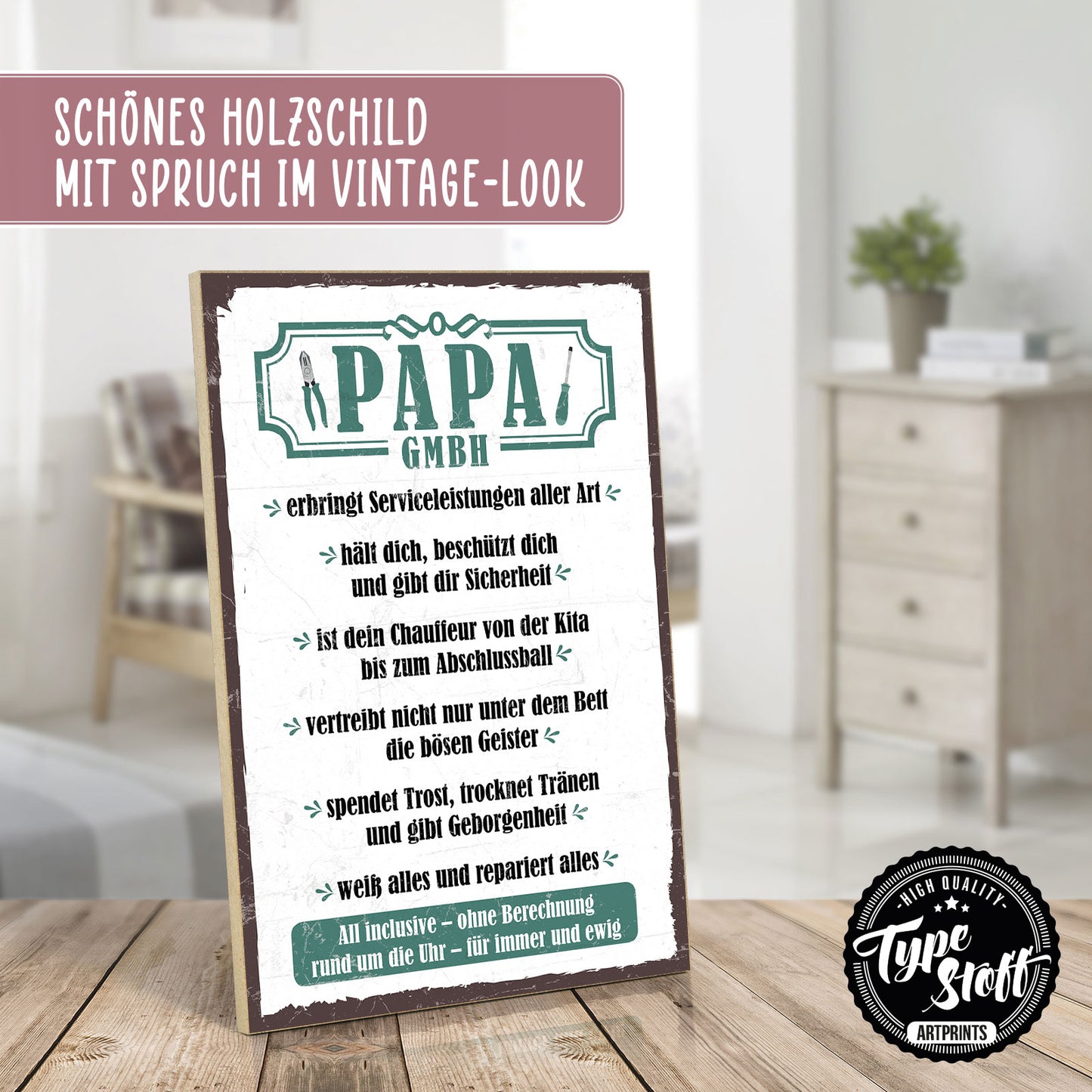 Holzschild mit Spruch - Papa GmbH - HS-GH-00381
