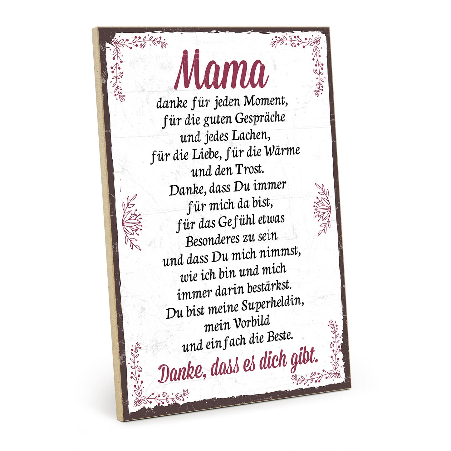 Holzschild mit Spruch - Danke Mama – HS-GH/XH-00400