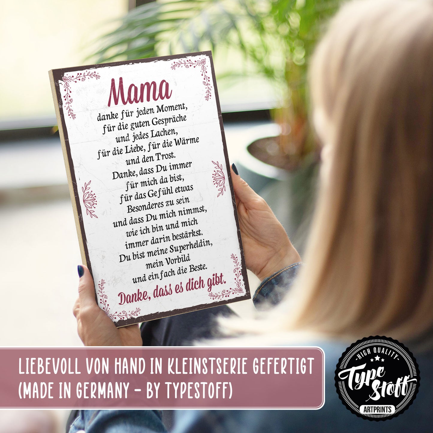 Holzschild mit Spruch - Danke Mama – HS-GH/XH-00400