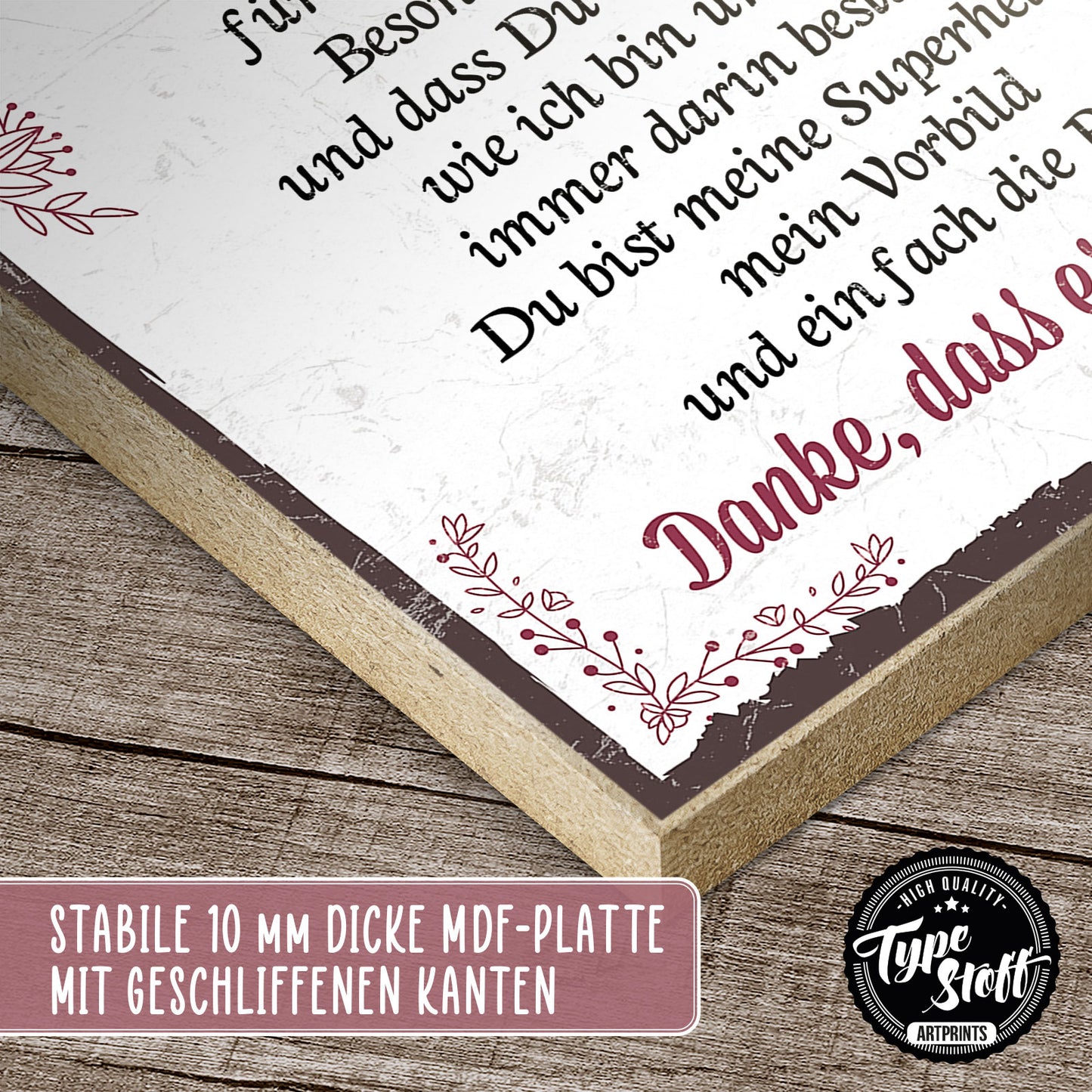 Holzschild mit Spruch - Danke Mama – HS-GH/XH-00400